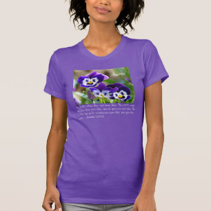 Pansy Flower & Scripture Customizable T-Shirt