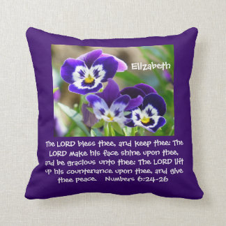 Pansy Flower & Scripture Throw Pillow