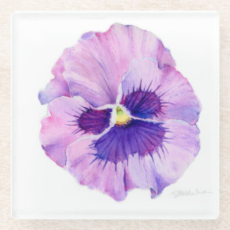Pansy flower watercolor Coaster