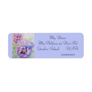 Pansy Flower Watercolour Return Address Labels