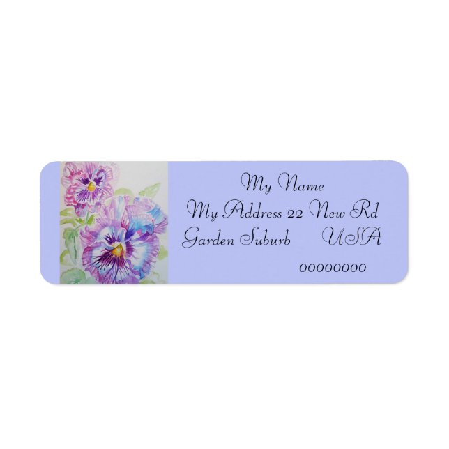 Pansy Flower Watercolour Return Address Labels (Front)