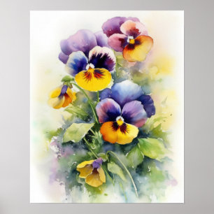 Pansy Flowers Art Print Poster