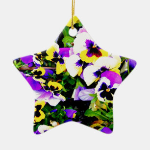 pansy flowers ceramic ornament
