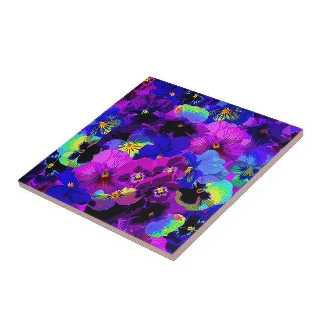 Pansy Flowers Ceramic Tile Gift (Side)