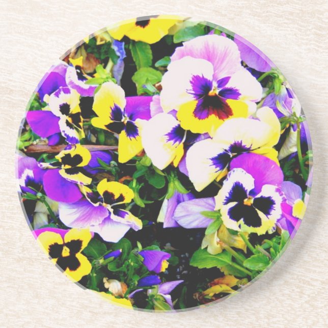 pansy flowers coaster (Front)