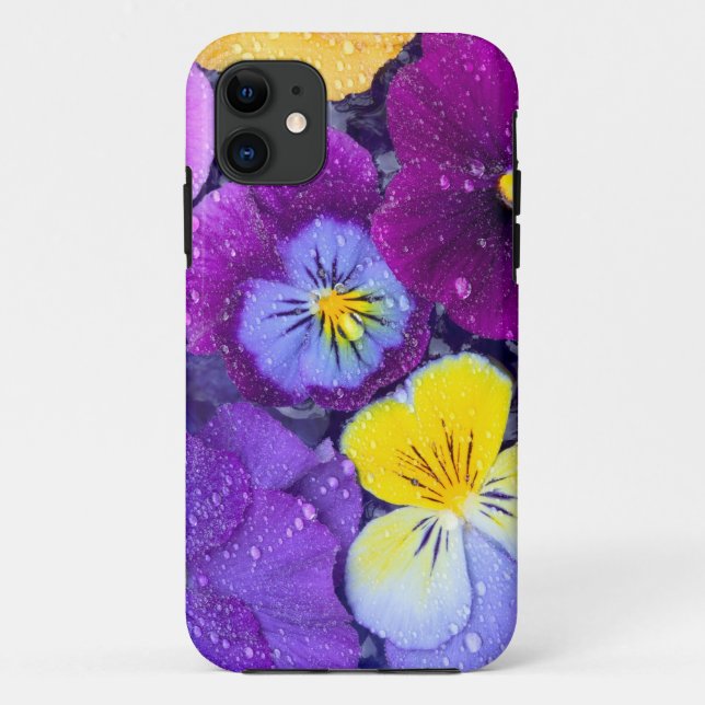 Pansy flowers floating in bird bath with dew Case-Mate iPhone case (Back)