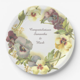 Pansy Flowers personalized Paper Plate