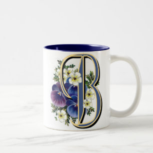 Pansy Initial - B Two-Tone Coffee Mug