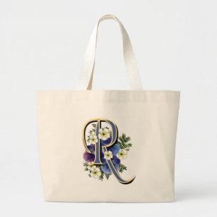 Pansy Initial - R Large Tote Bag
