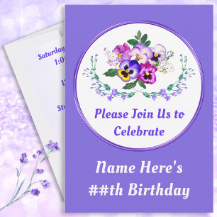 Pansy Invitations, Pretty Birthday Invitations