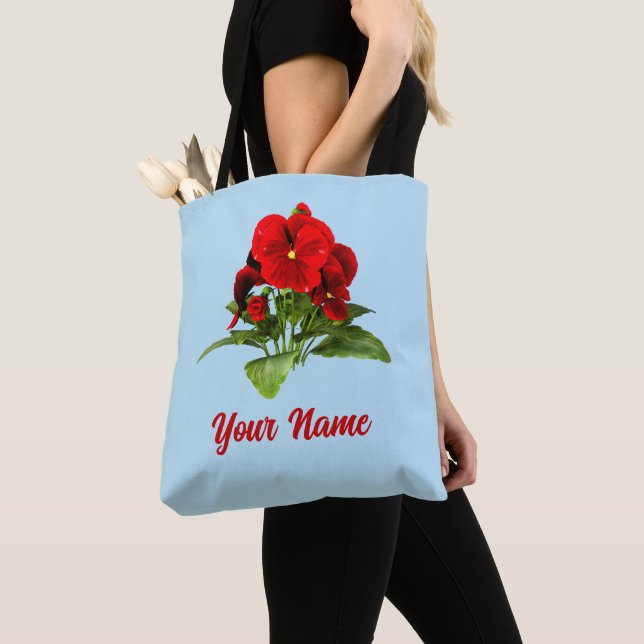 Pansy Lover Floral Personalized Custom Tote Bag (Close Up)