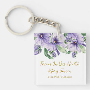 Pansy Memorial Funeral Photo Keychain