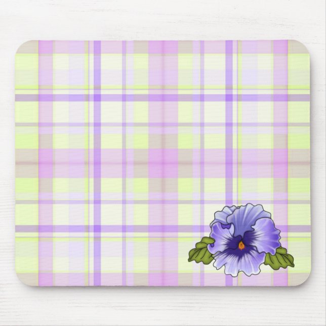 Pansy On Plaid Mouse Pad (Front)