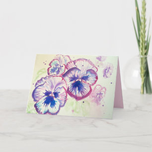 Pansy Panies Purple Flowers Floral Watercolor Card
