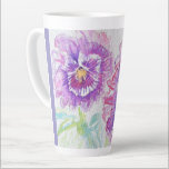 Pansy Pansies Flower Watercolor Floral Purple Art Latte Mug<br><div class="desc">Pansy Flowers Mom Daughter Mug. A very beautiful mug for anyone you love. Give it for any reason at all. Maybe a thank you,  a Birthday or Just because! Designed written and painted by me from one of my original watercolor paintings.</div>