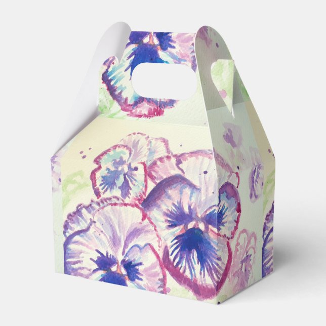 Pansy Pansies Purple Flower Floral Pink Favor Box (Front Side)