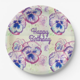 Pansy Pansies Purple Flower Floral Pink Paper Plate
