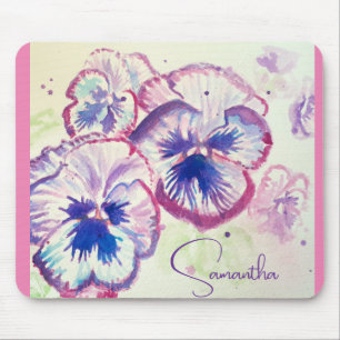 Pansy Pansies Purple Watercolor Flower Floral Pink Mouse Pad