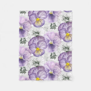 Pansy pattern fleece blanket