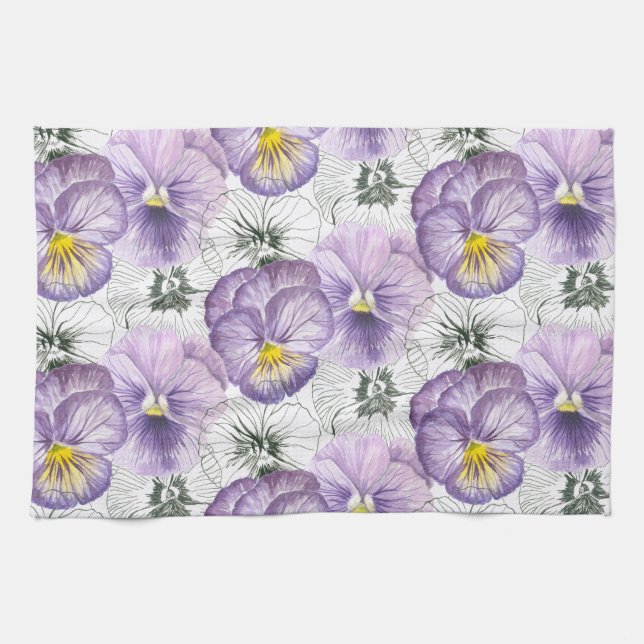 Pansy pattern kitchen towel (Horizontal)
