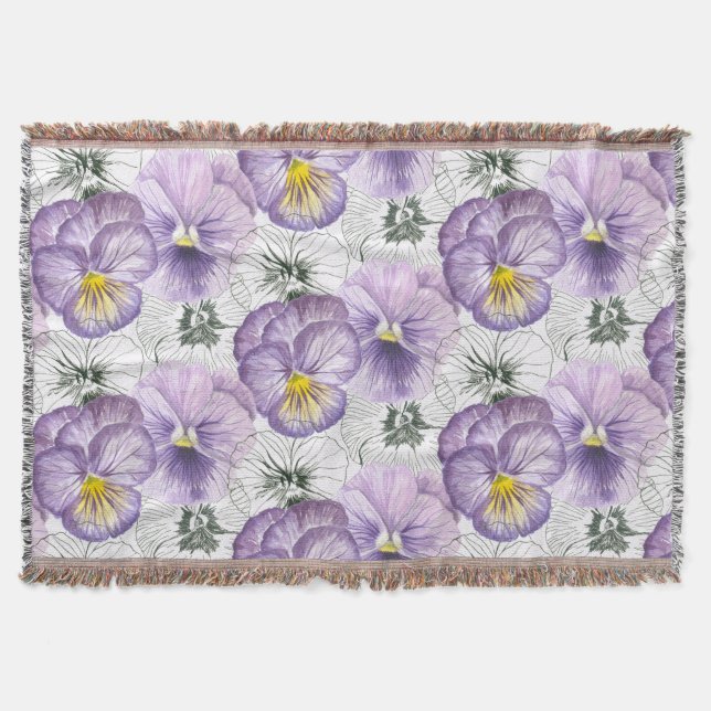 Pansy pattern throw blanket (Front)