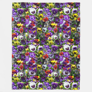 Pansy Photo Collage, Large Fleece Blanket