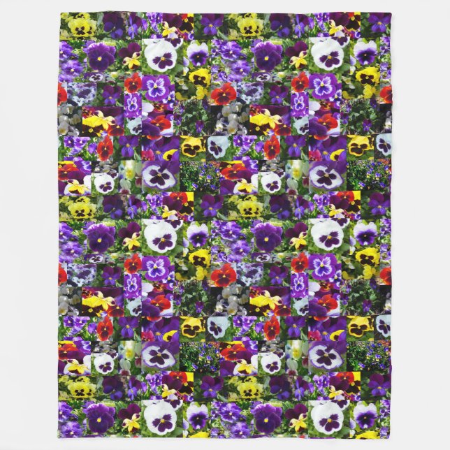 Pansy Photo Collage, Large Fleece Blanket (Front)