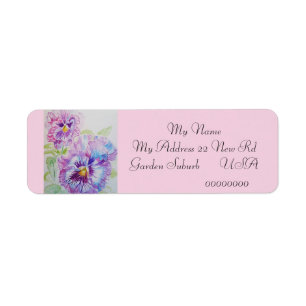 Pansy Pink Flower Floral Retourner l'adresse Étiqu