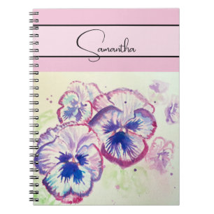 Pansy Pink Watercolor Pansies floral Flower Phone Notebook