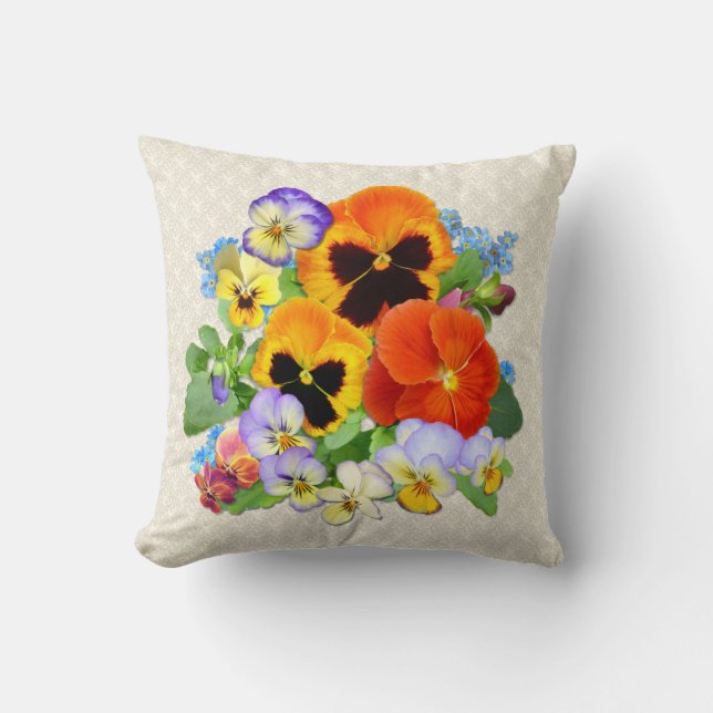 Pansy Posy Throw Pillow (Front)
