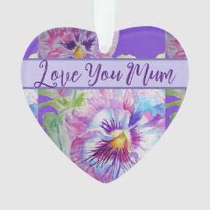 Pansy Purple Watercolor Pretty Floral Flower Mum Ornament