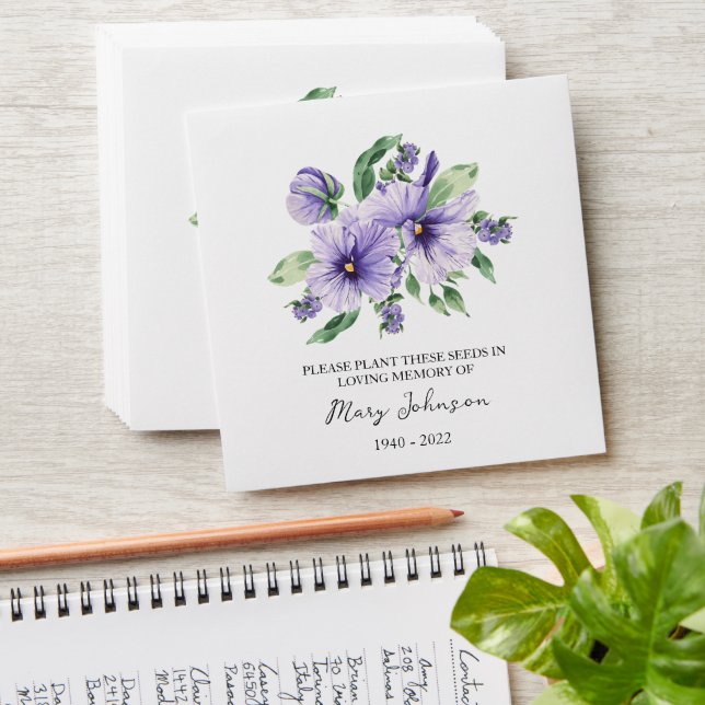 Pansy Seed Packet Memorial Funeral Enveloppe (Stacked)