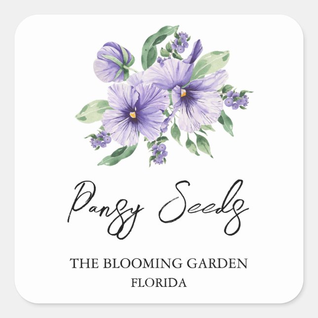 Pansy Seeds label (Front)