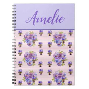 Pansy Shabby Viola Purple Vintage Floral Flower Notebook