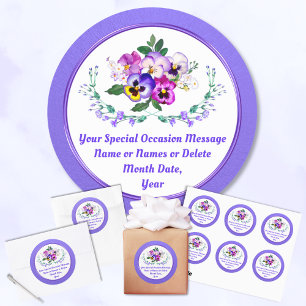 Pansy Stickers for Birthday, Anniversary, Wedding