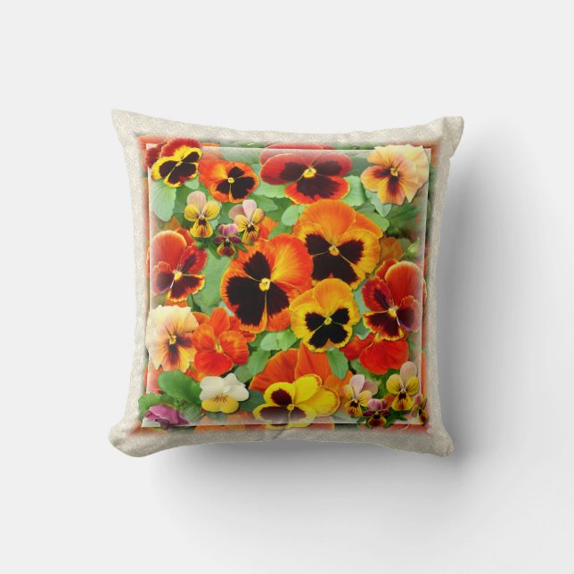 Pansy Sunset Throw Pillow (Front)