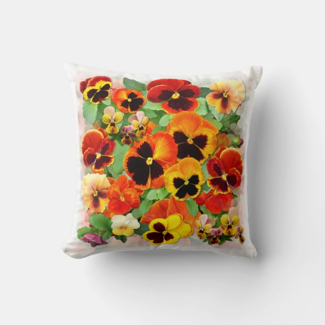 Pansy Sunset Throw Pillow (Front)