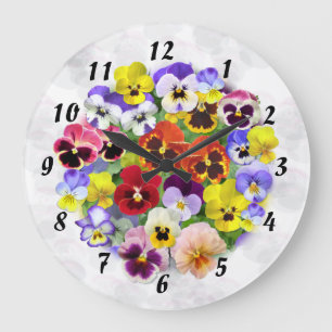 Pansy Time Large Clock