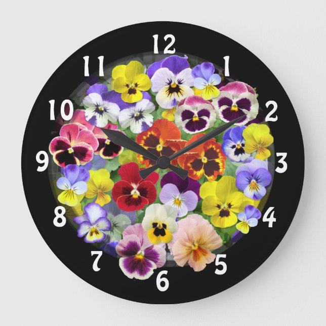 Pansy Time Large Clock (Front)
