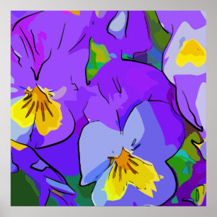 Pansy violet and yellow poster