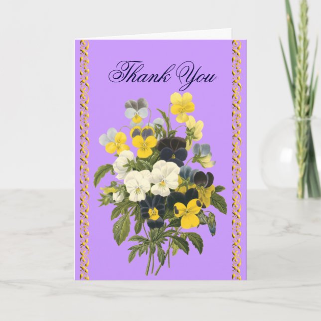 Pansy Violets Botanical Thank You Cards (Front)