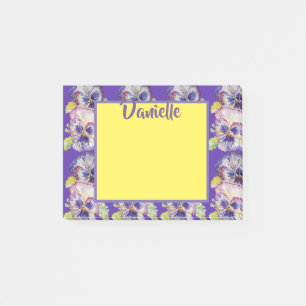 Pansy Watercolor Art Womans Name Post It Notes