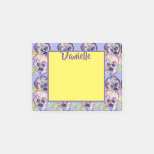Pansy Watercolor Art Womans Name Post It Notes