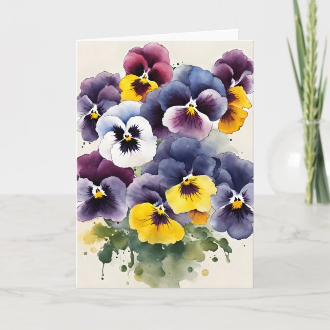 Pansy - Watercolor flowers Card (Front)