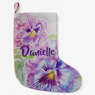 Pansy Watercolor Flowers Floral Name Stocking