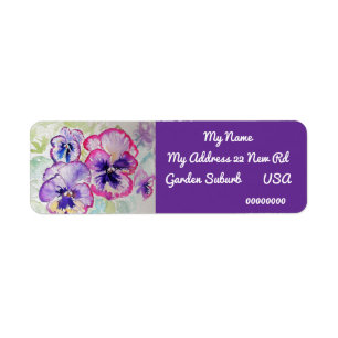 Pansy Watercolour Flower Return Address Labels