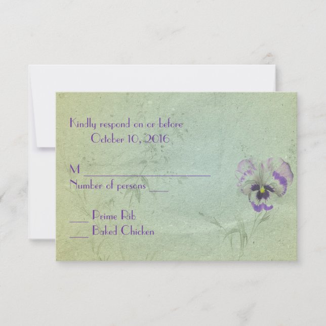 Pansy Wedding RSVP Card (Front)