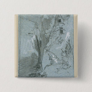 Pantalica, from 'Views of Sicily (chalk & gouache 2 Inch Square Button