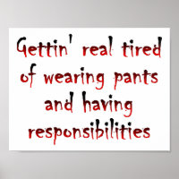 Pantalon et responsabilités Affiche drôle