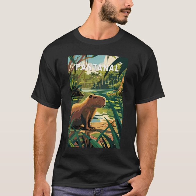 Pantanal Brazil Capybara Travel Art Vintage  T-Shirt (Front)